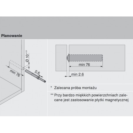 Odbojnik mechanizm samootwieracz do drzwi szary długi BLUM 956A1006