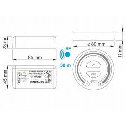 Zdalne sterowanie oświetleniem LED. Ściemniacz. Radio, czarny ,12V, 120W, DESIGN LIGHT SELI