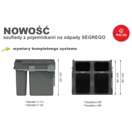 Wysuwany kosz, segregator do szafki kuchennej 80 cm, 4 x 15 L, REJS SEGREGO