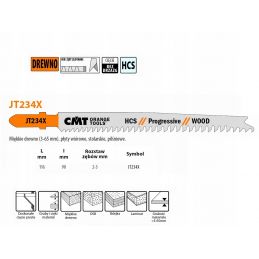 Brzeszczot do wyrzynarki, drewna, płyty wiórowej, blatów CMT JT234X