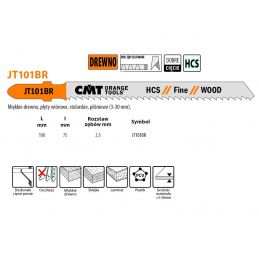 Brzeszczot do wyrzynarki, drewna, płyty wiórowej, blatów CMT JT101BR