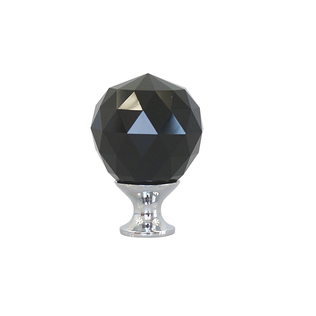 łka meblowa kryształowa czarna + chrom 25 mm GTV CRYSTAL PALACE