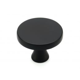 Gałka meblowa czarna, metalowa, prosta, okrągła, 30 x 23 mm, RING