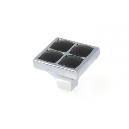 Gałka meblowa kwadratowa chrom + czarne wstawki metalowa DC CD3022