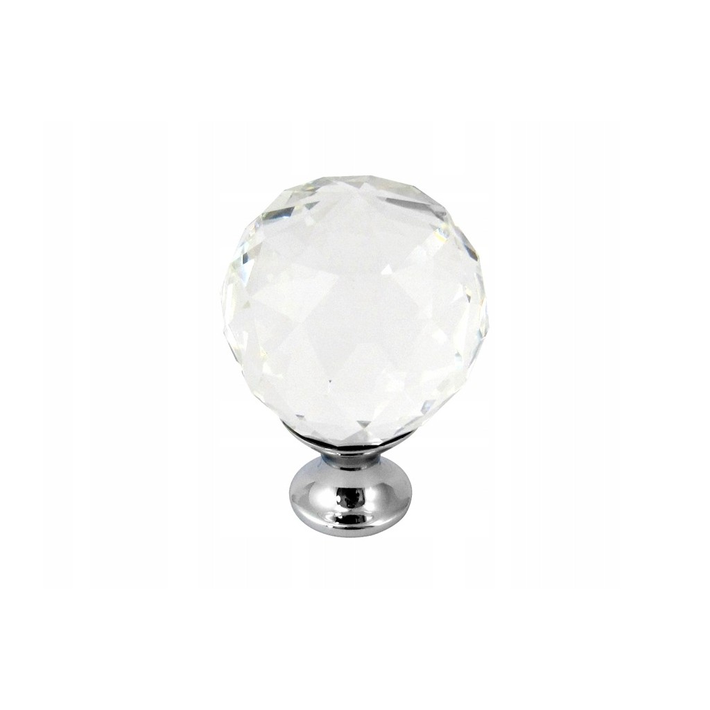 Gałka meblowa kryształowa przezroczysta + chrom 40 mm GTV CRYSTAL PALACE