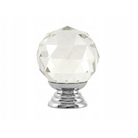 Gałka meblowa kryształowa przezroczysta + chrom 30 mm AMIX GKS003-30