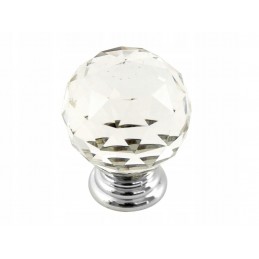 Gałka meblowa kryształowa przezroczysta + chrom 30 mm AMIX GKS003-30
