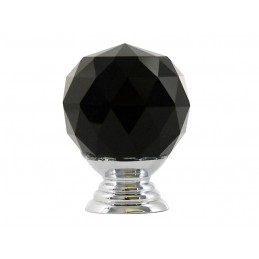 Gałka meblowa z czarnym kryształem + chrom 30 mm AMIX GKS003-30