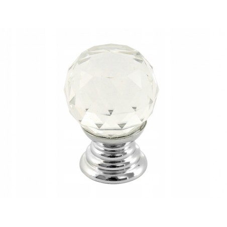 Gałka meblowa kryształowa przezroczysta + chrom 20 mm AMIX GKS003-20