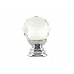 Gałka meblowa kryształowa przezroczysta + chrom 20 mm AMIX GKS003-20