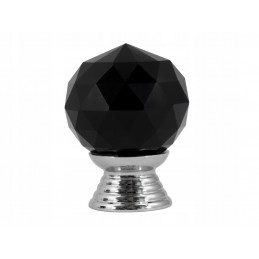 Gałka meblowa kryształowa czarna + chrom 25 mm 001-25