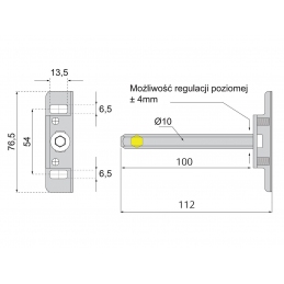 Ukryte, zamaskowane mocowanie, podpórka do półki. Ramię niewidoczne z regulacją. 10 cm ATM MS-307