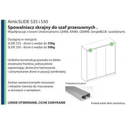 Samodomykacz, hamulec do drzwi, przesuwnych, skrajnych szafy 35 kg AirticSLIDE