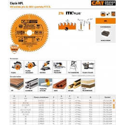 Cienka tarcza do cięcia płyty, profili alu. Do ukośnicy, zagłębiarki, pilarki. 160x20 48Z CMT 276.160.48H