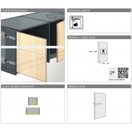 Prowadnice do drzwi otwieranych i chowanych w szafie Hettich KA5740, 30, 35, 40, 45, 50, 60, 70 cm