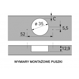 Zawias meblowy puszkowy, bliźniaczy, 35 mm, 95°, Hettich 9090260 SENSYS 8631i