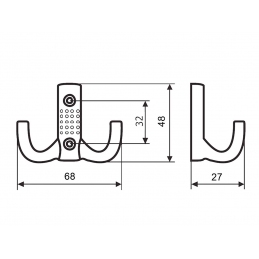 Wieszak meblowy złoty z kropkami, na ubrania, podwójny, metalowy DW12 / CH-06