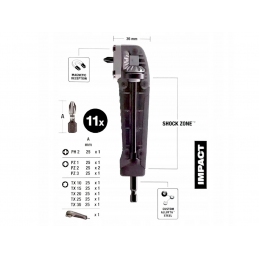 Nasadka adapter kątowy do wkrętarki + 10 bitów udarowych PH PZ TX Milwaukee