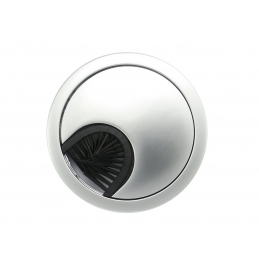 Przepust kablowy do mebli, okrągły, metalowy, srebrny matowy (aluminium), 60 mm