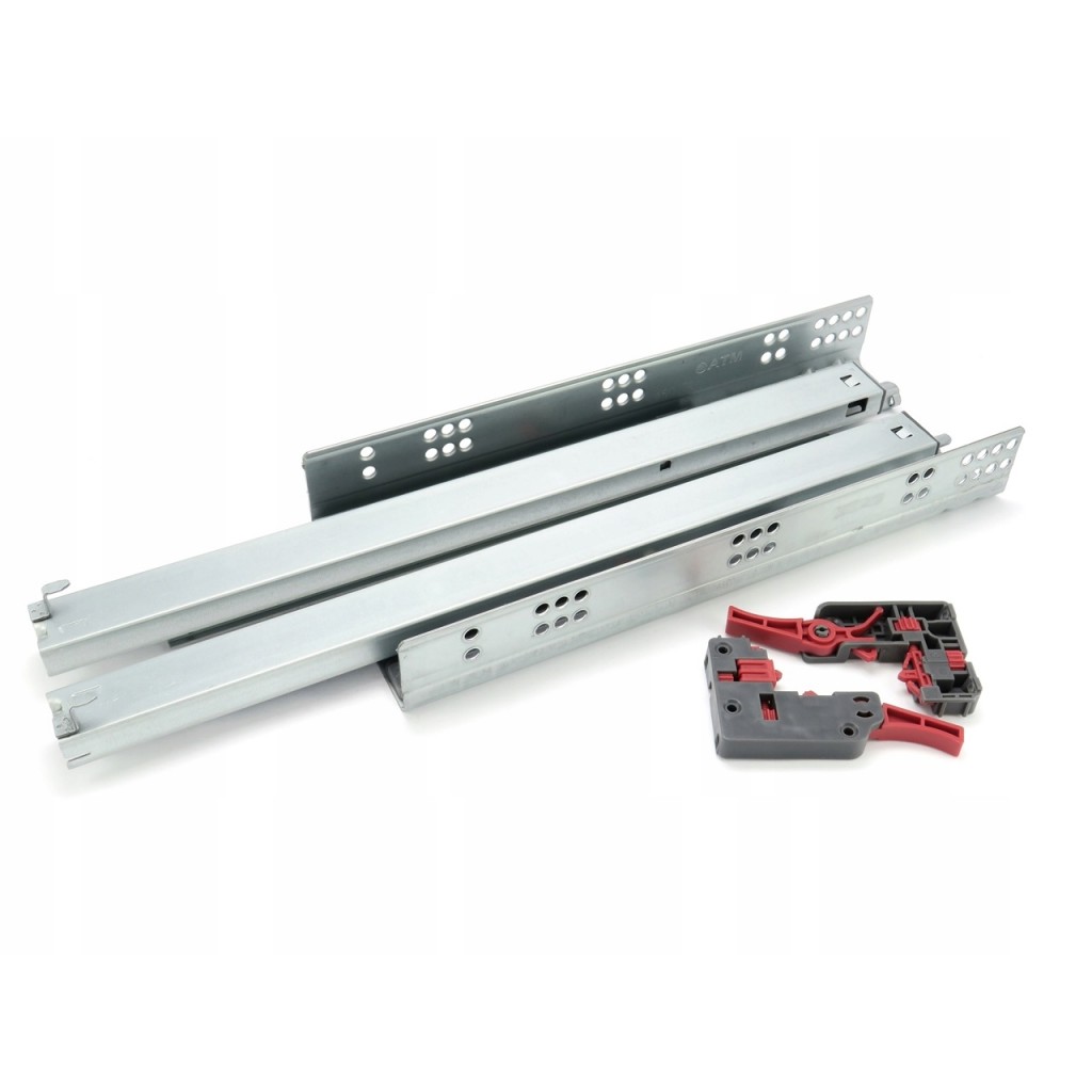 Prowadnice do szuflady 30 cm, cichy domyk, dolny montaż, 35 kg ATM PK-124-18-300