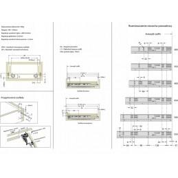 Prowadnice do szuflady 30 cm, cichy domyk, dolny montaż, 35 kg ATM PK-124-18-300