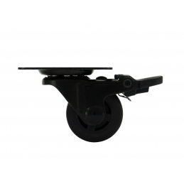 Kółko meblowe Ø 30 mm, obrotowe z hamulcem i łożyskiem, małe, gumowane, czarne