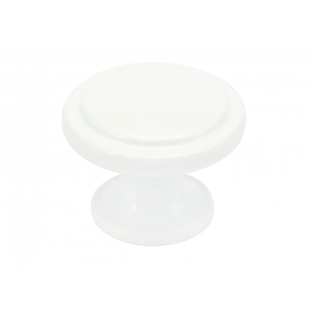 Gałka meblowa biała połysk, metalowa, masywna, 30 mm, GM-350