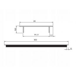 Kratka wentylacyjna do mebli, pod lodówkę. Złota, długa 800 x 80 mm