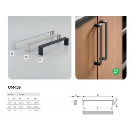 Uchwyt meblowy srebrny matowy aluminium prosty ATM UM-159 128, 160, 192