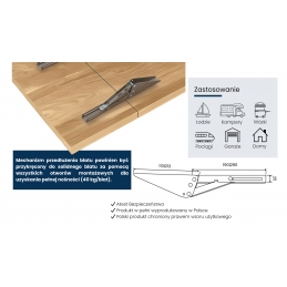 Składany wspornik, przedłużenie, mocowanie blatu stołu, półki białe P200, P300