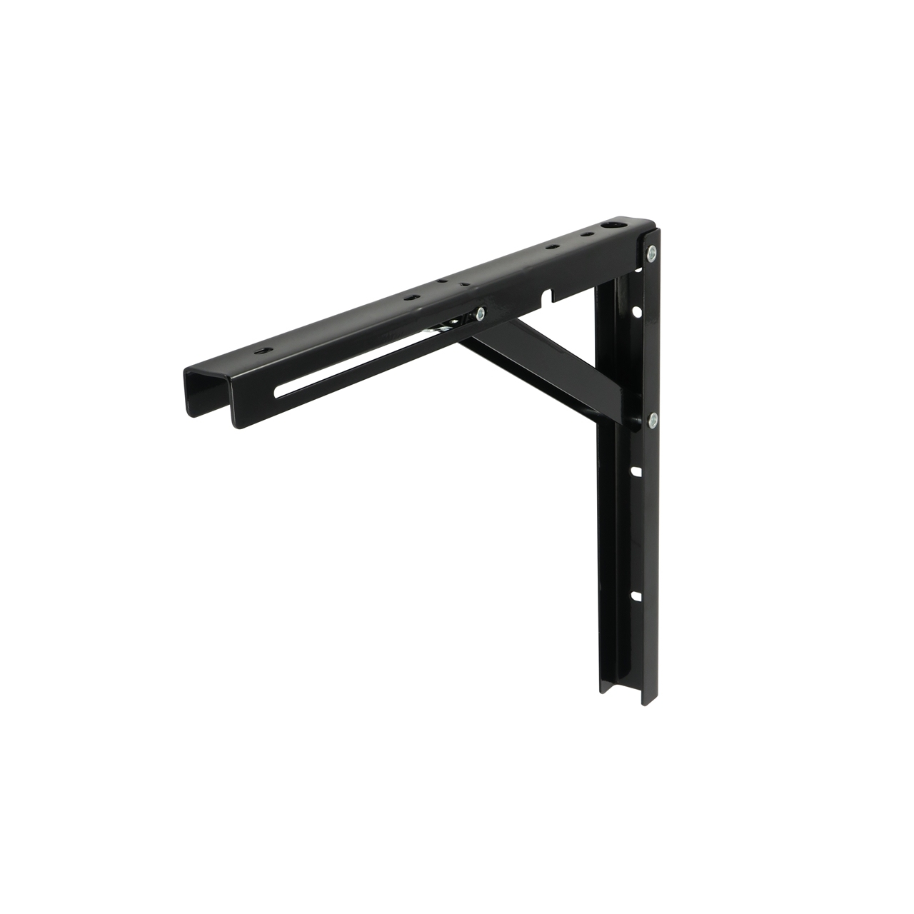 Składany wspornik, kątownik, mocowanie do blatu, półki czarne 49 x 30 cm