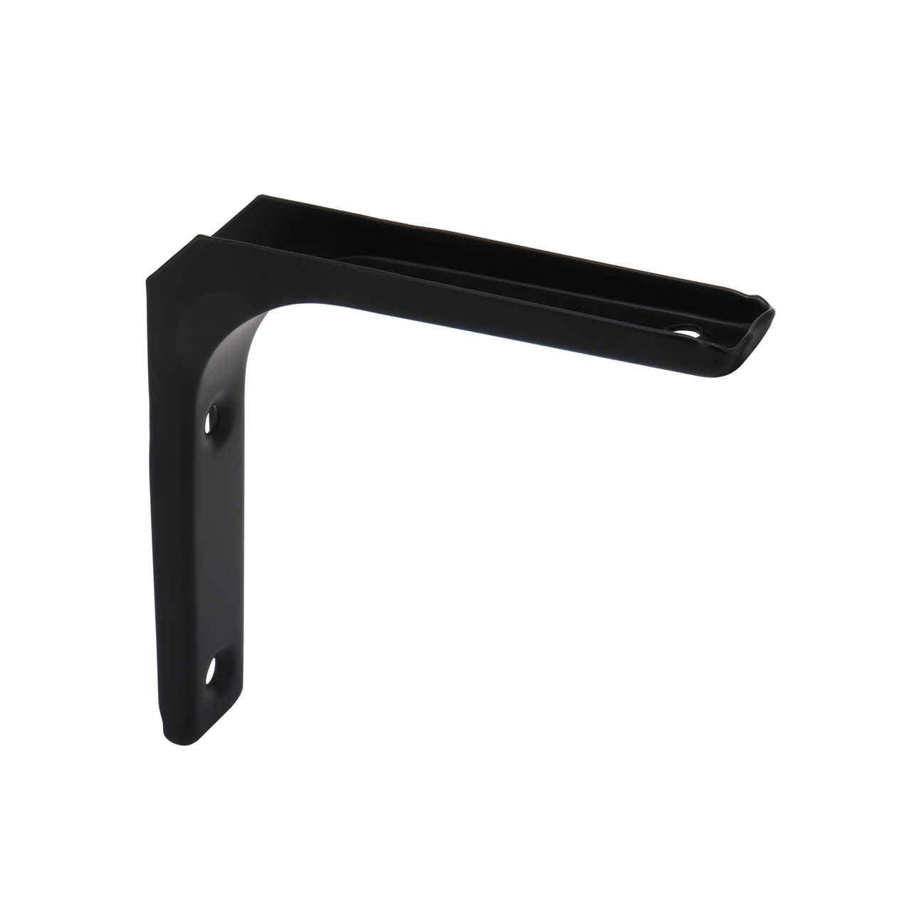 Czarny wspornik, podpórka, mocowanie do półki, metalowe. 10 x 10 x 2 cm