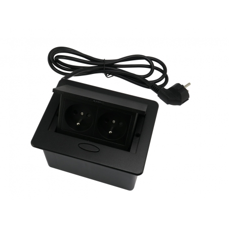 Gniazdo wpuszczane w blat, otwierane, czarne 2x230V +kabel, Box Mini