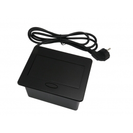 Gniazdo wpuszczane w blat, otwierane, czarne 2x230V +kabel, Box Mini