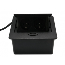 Gniazdo wpuszczane w blat, otwierane, czarne 2x230V +kabel, Box Mini