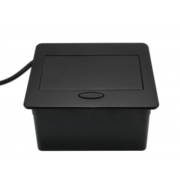 Gniazdo wpuszczane w blat, otwierane, czarne 2x230V +kabel, Box Mini
