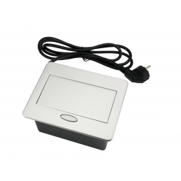 Gniazdo wpuszczane w blat, otwierane, srebrne aluminium  2x230V +kabel, Box Mini