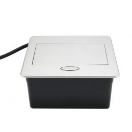 Gniazdo wpuszczane w blat, otwierane, srebrne aluminium  2x230V +kabel, Box Mini