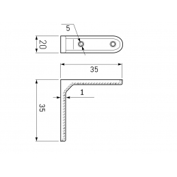 Srebrny wspornik, podpórka, mocowanie do półki, metalowe. 3,5 x 3,5 x 2 cm GTV KW-FS355-01
