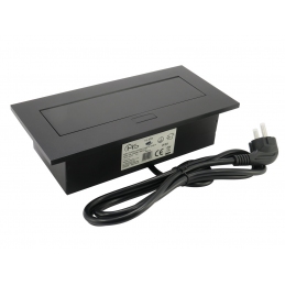 Gniazdo wpuszczane w blat, chowane, czarne 2x230V, 2xUSB +kabel, FLEXIPORT