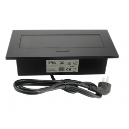 Gniazdo wpuszczane w blat, chowane, czarne 2x230V, 2xUSB +kabel, FLEXIPORT