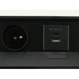 Gniazdo wpuszczane w blat, chowane, czarne 2x230V, 2xUSB +kabel, FLEXIPORT