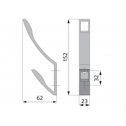 Wieszak na ubrania, meblowy, podwójny haczyk, wąski, srebrny, WM-008