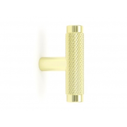 Gałka, krótki uchwyt reling, radełkowana złota matowa, 50 mm, T-BAR, 7376-S