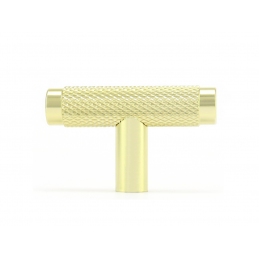 Gałka, krótki uchwyt reling, radełkowana złota matowa, 50 mm, T-BAR, 7376-S