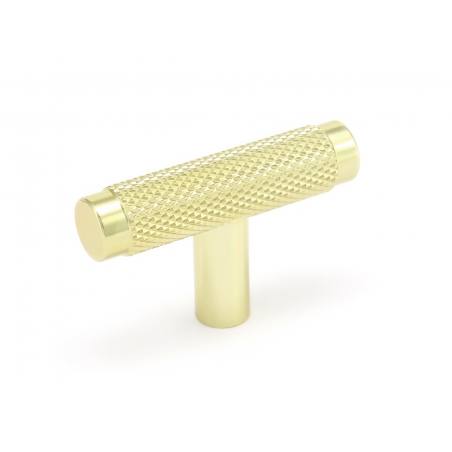 Gałka, krótki uchwyt reling, radełkowana złota matowa, 50 mm, T-BAR, 7376-S