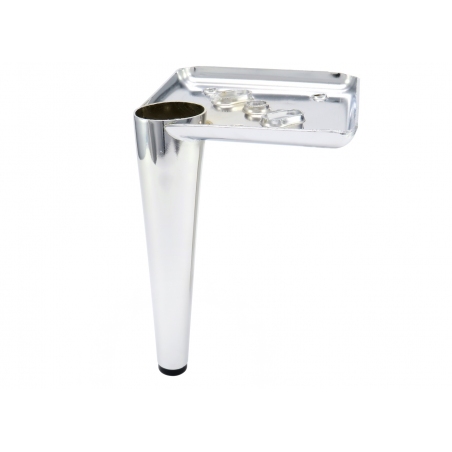 Nóżka meblowa, chromowana, narożna, stożek, metalowa 15 cm