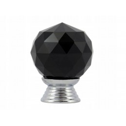 Gałka meblowa kryształowa czarna + chrom 30 mm 001-30