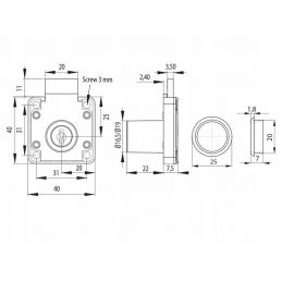 Duński zamek meblowy do szafki, szuflady. Złoty SISO 40x40 CL-X850