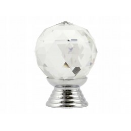 Gałka meblowa kryształowa przezroczysta + chrom 25 mm 001-25